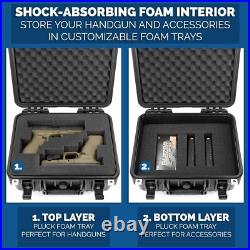 Durable Hard Shell Gun Case for Safe Transport of Two Handguns and Accessories Durable Hard Shell Gun Case for Safe Transport of Two Handguns and Accessories