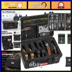 Durable Pistol Gun Case for Multiple Handguns with Dual TSA Locks Secure Stora