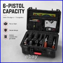 Durable Pistol Gun Case for Multiple Handguns with Dual TSA Locks Secure Stora