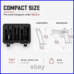 Durable Pistol Gun Case for Multiple Handguns with Dual TSA Locks Secure Stora