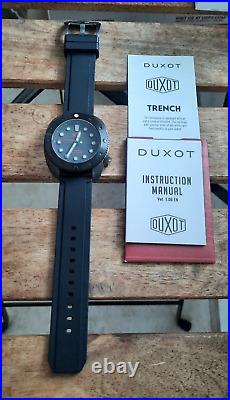 Duxot Trench Stealth Black IPB Bezel IP Gun Case 45 mm Automatic Silicone Strap