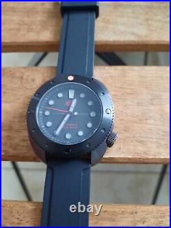 Duxot Trench Stealth Black IPB Bezel IP Gun Case 45 mm Automatic Silicone Strap