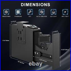 Fingerprint Password Gun Pistol Case Storage Box Blue Light Silent Holder Safes
