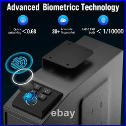 Fingerprint Password Gun Pistol Case Storage Box Blue Light Silent Holder Safes