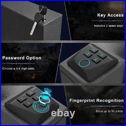 Fingerprint Password Gun Pistol Case Storage Box Blue Light Silent Holder Safes