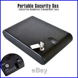 Fingerprint Safe Box Gun Security Case with Key Jewelry Cash Portable Car Travel