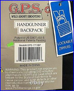 GPS Handgunner Backpack Storage Cradle Black 4 Handgun NWT New Shooting Range