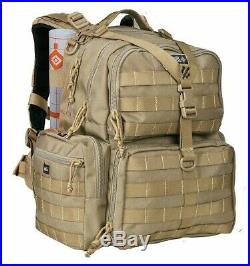 GPS Tactical Range Backpack 3-Gun Shooting Range Bag Pistol Travel Case TAN