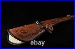 Genuine Leather Case Brown Brown Hand Tooled Rifle Cover Scabbard Shotgun Sleeve