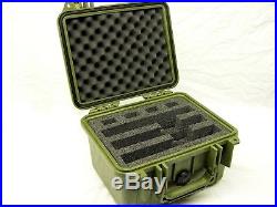 Green Pelican 1300 custom 3 pistol handgun foam gun Travel case + nameplate