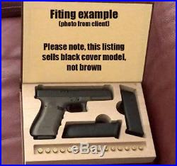 Gun Book for Glock 17 with blue velvet bullet slots leather display carry box