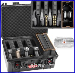 Gun Cases for Handgun, Holds 4 Pistol Case & 23 Magazines, Waterproof Pre-Cut He Gun Cases for Handgun, Holds 4 Pistol Case & 23 Magazines, Waterproof Pre-Cut He