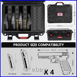Gun Cases for Handgun, Holds 4 Pistol Case & 23 Magazines, Waterproof Pre-Cut He Gun Cases for Handgun, Holds 4 Pistol Case & 23 Magazines, Waterproof Pre-Cut He