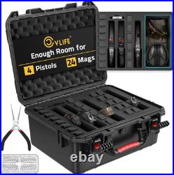 Gun Cases for Handguns, 18 Pistol Case Holds Multiple Handguns/Mags/Bullets, Ha