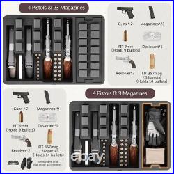 Gun Cases for Multi Handguns, 4 Pistol Case & 23 Magazine Pre-Cut Multiple Pisto