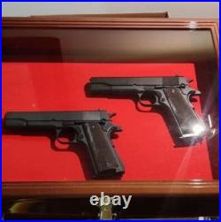 Gun Display Case 18 Walnut Wood Handgun Pistol Revolver Lock Frame Shadow Box