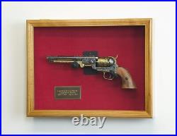 Gun Display Case 2 Guns Black Solid Wood Handgun Pistol Revolver Lock USA Frame