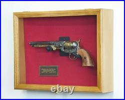 Gun Display Case 2 Guns Black Solid Wood Handgun Pistol Revolver Lock USA Frame