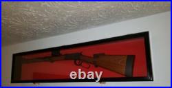 Gun Display Case Cabinet Rifle Black Solid Wood Shotgun USA Frame Shadow Box 44