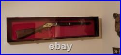 Gun Display Case Cabinet Rifle Black Solid Wood Shotgun USA Frame Shadow Box 44