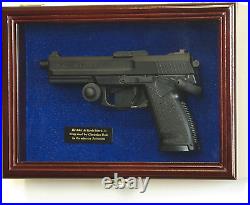 Gun Display Case Cherry Wood Glass Cabinet Handgun Pistol Revolver Locks NEW