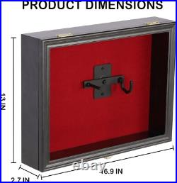 Gun Display Case Double Wood 16 x 13 In Handgun Pistol Revolver Lock Shadow Box