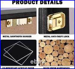 Gun Display Case Double Wood 16 x 13 In Handgun Pistol Revolver Lock Shadow Box