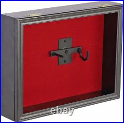Gun Display Case Double Wood 16 x 13 In Handgun Pistol Revolver Lock Shadow Box