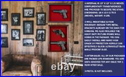 Gun Display Case Double Wood 16 x 13 In Handgun Pistol Revolver Lock Shadow Box