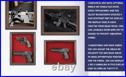 Gun Display Case Double Wood 16 x 13 In Handgun Pistol Revolver Lock Shadow Box