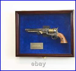 Gun Display Case LARGE Cherry LED Light Wood Handgun Pistol Revolver Shadow Box