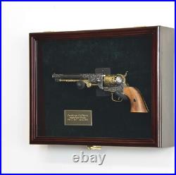 Gun Display Case LARGE Cherry Solid Wood Handgun Pistol Revolver Lock Shadow Box