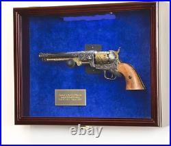 Gun Display Case LARGE Cherry Solid Wood Handgun Pistol Revolver Lock USA Frame