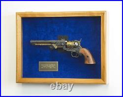 Gun Display Case LARGE Oak Solid Wood Handgun Pistol Revolver Lock Shadow Box