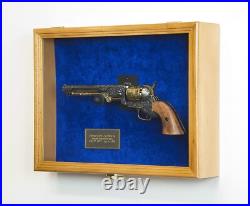 Gun Display Case LARGE Oak Solid Wood Handgun Pistol Revolver Lock Shadow Box