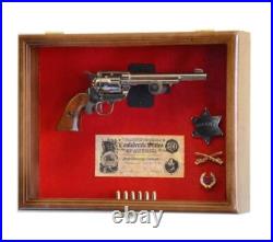 Gun Display Case LARGE Walnut Solid Wood Handgun Pistol Revolver Lock USA Frame Gun Display Case LARGE Walnut Solid Wood Handgun Pistol Revolver Lock USA Frame