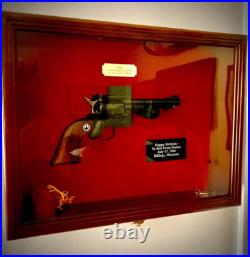Gun Display Case LARGE Walnut Solid Wood Handgun Pistol Revolver Lock USA Frame Gun Display Case LARGE Walnut Solid Wood Handgun Pistol Revolver Lock USA Frame