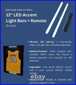 Gun Display Case LED Light Walnut & Black Rifle Cabinet Wood Wall Shadow Box