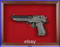 Gun Display Case Mahogany Wood 15 x 10 Handgun Pistol Revolver Lock Shadow Box Gun Display Case Mahogany Wood 15 x 10 Handgun Pistol Revolver Lock Shadow Box