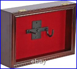 Gun Display Case Mahogany Wood 15 x 10 Handgun Pistol Revolver Lock Shadow Box Gun Display Case Mahogany Wood 15 x 10 Handgun Pistol Revolver Lock Shadow Box