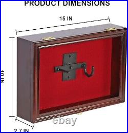 Gun Display Case Mahogany Wood 15 x 10 Handgun Pistol Revolver Lock Shadow Box Gun Display Case Mahogany Wood 15 x 10 Handgun Pistol Revolver Lock Shadow Box