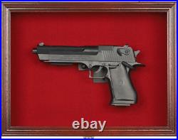 Gun Display Case Mahogany Wood 15 x 10 Handgun Pistol Revolver Lock Shadow Box Gun Display Case Mahogany Wood 15 x 10 Handgun Pistol Revolver Lock Shadow Box