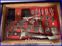 Gun Display Case Pistol 18 x 12 x 3 Revolver Knife Cherry Wood USA Shadow Box