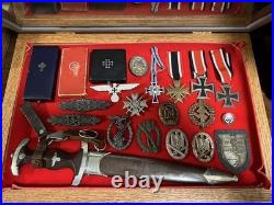 Gun Display Case Pistol 18 x 12 x 3 Revolver Knife Cherry Wood USA Shadow Box