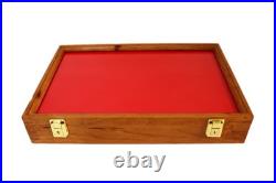 Gun Display Case Pistol 18 x 12 x 3 Revolver Knife Cherry Wood USA Shadow Box