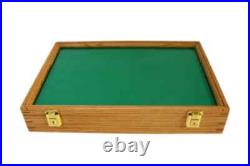 Gun Display Case Pistol 18 x 12 x 3 Revolver Knife Oak Green Wood USA Shadow Box