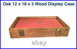 Gun Display Case Pistol 18 x 12 x 3 Revolver Knife Oak Green Wood USA Shadow Box