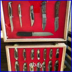 Gun Display Case Pistol 18 x 12 x 3 Revolver Knife Oak Green Wood USA Shadow Box