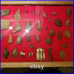 Gun Display Case Pistol 18 x 12 x 3 Revolver Knife Oak Green Wood USA Shadow Box