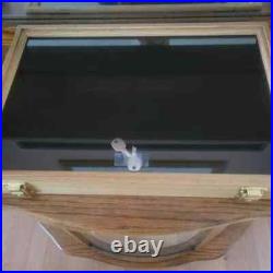 Gun Display Case Pistol 18 x 12 x 3 Revolver Knife Oak Green Wood USA Shadow Box